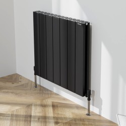 Radyal Tower Double Designer Black Aluminium Horizontal Radiator - 660 x 600mm