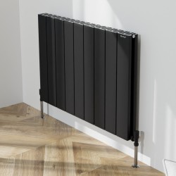 Radyal Tower Double Designer Black Aluminium Horizontal Radiator - 850 x 600mm