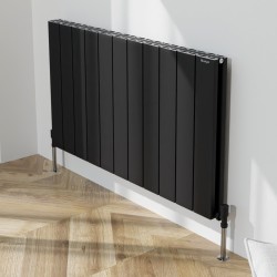 Radyal Tower Double Designer Black Aluminium Horizontal Radiator - 1040 x 600mm