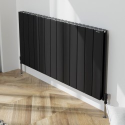 Radyal Tower Double Designer Black Aluminium Horizontal Radiator - 1230 x 600mm