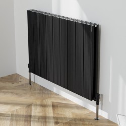 Radyal Tower Bold Double Designer Black Aluminium Horizontal Radiator - 850 x 600mm