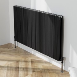 Radyal Tower Bold Double Designer Black Aluminium Horizontal Radiator - 1040 x 600mm