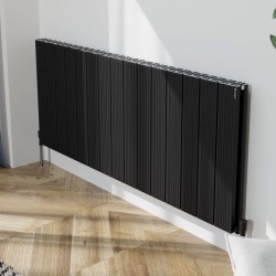 Radyal Tower Bold Double Designer Black Aluminium Horizontal Radiator - 1420 x 600mm