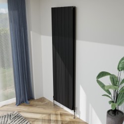 Radyal Tower Bold Double Designer Black Aluminium Vertical Radiator - 565 x 1800mm