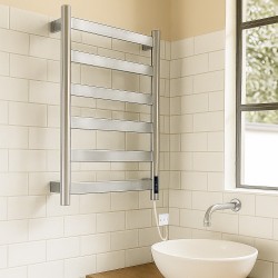 Strata Polished Stainless Steel Flat Bar Dry Electric Towel Rail - 500 x 700mm - Insitu