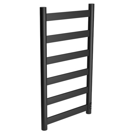 Strata Matt Black Stainless Steel Flat Bar Dry Electric Towel Rail - 400 x 700mm