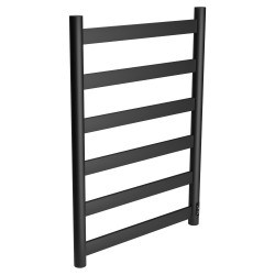 Strata Matt Black Stainless Steel Flat Bar Dry Electric Towel Rail - 500 x 700mm