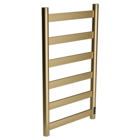 Strata Brushed Brass Stainless Steel Flat Bar Dry Electric Towel Rail - 400 x 700mm