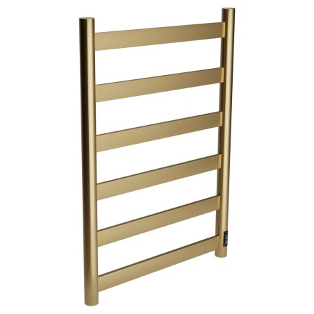Strata Brushed Brass Stainless Steel Flat Bar Dry Electric Towel Rail - 500 x 700mm
