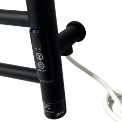 Axis Matt Black Stainless Steel Dry Electric Heated Towel Shelf - 560 x 670mm - Closeup