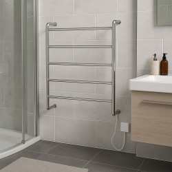 Contour Polished Stainless Steel Traditional Dry Electric Heated Towel Rail - 500 x 700mm - Insitu