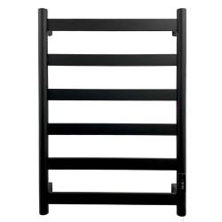 Strata Matt Black Stainless Steel Flat Bar Dry Electric Towel Rail - 500 x 700mm