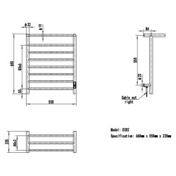 Axis Matt Black Stainless Steel Dry Electric Heated Towel Shelf - 550 x 660mm