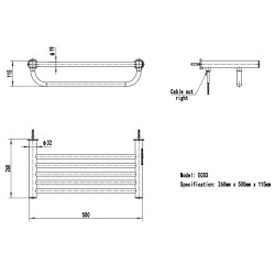 Ledge Polished Stainless Steel Dry Electric Heated Towel Shelf - 500 x 115mm