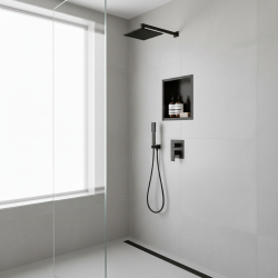 300 x 300mm Black Stainless Steel Shower Niche | Sleek Recessed Bathroom Storage