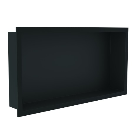600 x 300mm Black Stainless Steel Shower Niche | Sleek Recessed Bathroom Storage