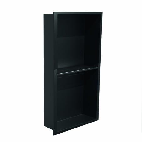 300 x 600mm Black Stainless Steel Shower Niche With Shelf | Sleek Recessed Bathroom Storage
