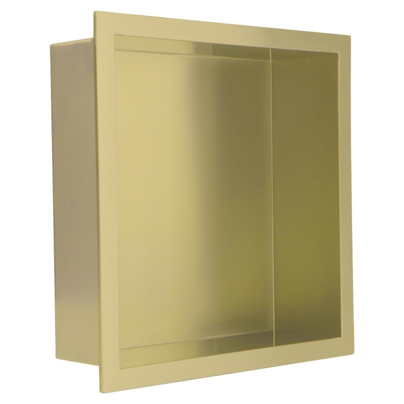 300 x 300mm Brushed Brass Stainless Steel Shower Niche | Sleek Recessed Bathroom Storage