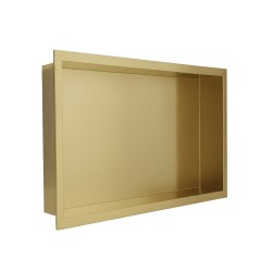 450 x 300mm Brushed Brass Stainless Steel Shower Niche | Sleek Recessed Bathroom Storage