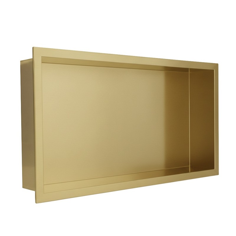 600 x 300mm Brushed Brass Stainless Steel Shower Niche | Sleek Recessed Bathroom Storage