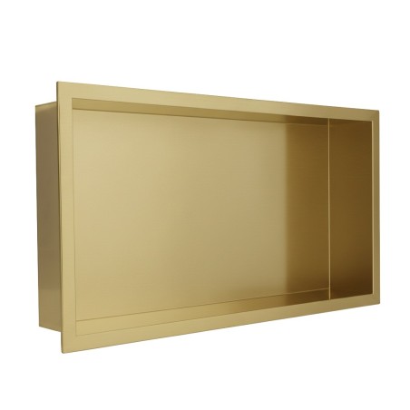 600 x 300mm Brushed Brass Stainless Steel Shower Niche | Sleek Recessed Bathroom Storage