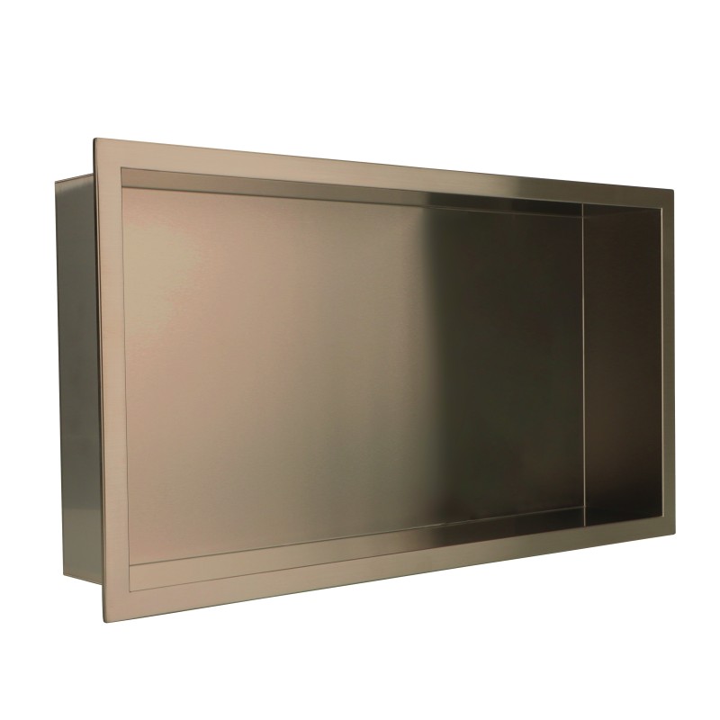 600 x 300mm Brushed Bronze Stainless Steel Shower Niche | Sleek Recessed Bathroom Storage