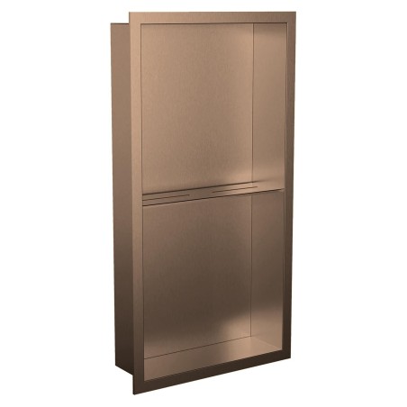 300 x 600mm Brushed Bronze Stainless Steel Shower Niche With Shelf | Sleek Recessed Bathroom Storage