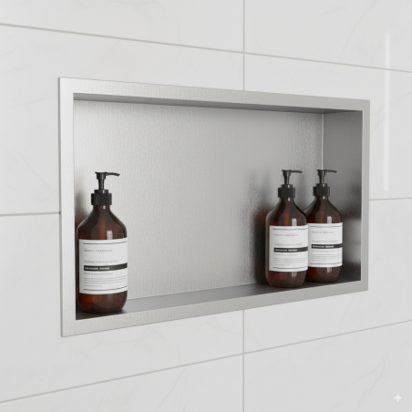 600 x 300mm Stainless Steel Shower Niche | Sleek Recessed Bathroom Storage