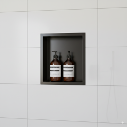 300 x 300mm Black Stainless Steel Shower Niche | Sleek Recessed Bathroom Storage