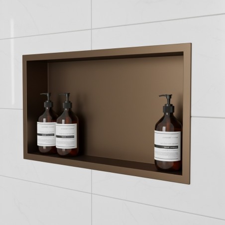450 x 300mm Brushed Bronze Stainless Steel Shower Niche | Sleek Recessed Bathroom Storage
