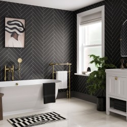 Black Velvet Herringbone Tile Effect - Showerwall Panels - Insitu