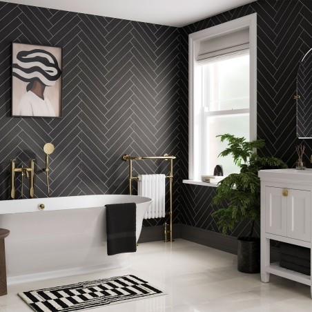 Black Velvet Herringbone Tile Effect - Showerwall Panels