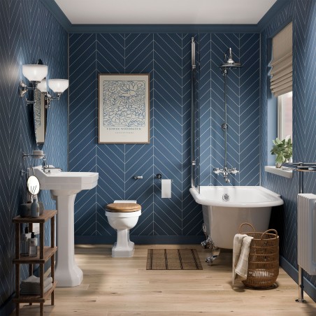 Nordic Blue Chevron Tile Effect - Showerwall Panels