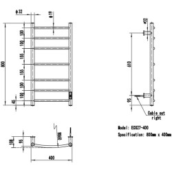 Curva Polished Stainless Steel Dry Electric Heated Towel Rail - 400 x 800mm