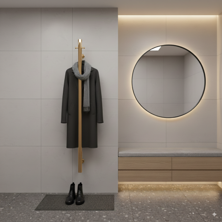 100mm x 1100mm Brushed Brass Stainless Steel Dry Electric Coat Robe Hanger Dryer - In-Built Controller