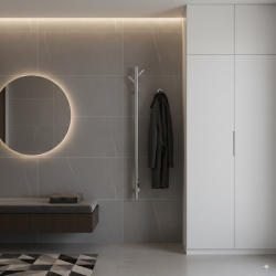 140mm x 1100mm Polished Stainless Steel Dry Electric Coat Robe Hanger Dryer - In-Built Controller