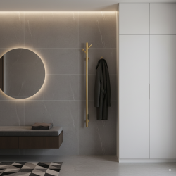 140mm x 1100mm Brushed Brass Stainless Steel Dry Electric Coat Robe Hanger Dryer closeup