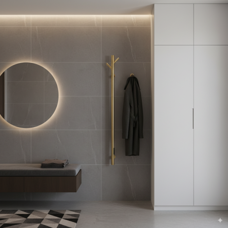 140mm x 1100mm Brushed Brass Stainless Steel Dry Electric Coat Robe Hanger Dryer - In-Built Controller