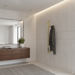 140mm x 1100mm Brushed Brass Stainless Steel Dry Electric Coat Robe Hanger Dryer - In-Built Controller