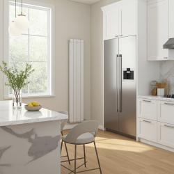 Princess White Aluminium Radiator - 318 x 1800mm - Insitu