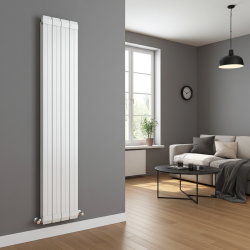 Princess White Aluminium Radiator - 318 x 1800mm - Insitu