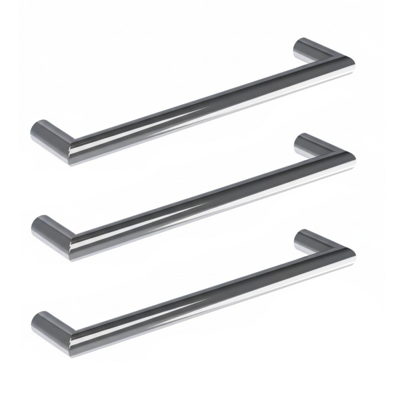 550mm(w) Round Polished Stainless Steel Heated Electric Towel Bars (Pack of 3) 22W