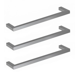 550mm(w) Square Polished Stainless Steel Heated Electric Towel Bars (Pack of 3) 22W