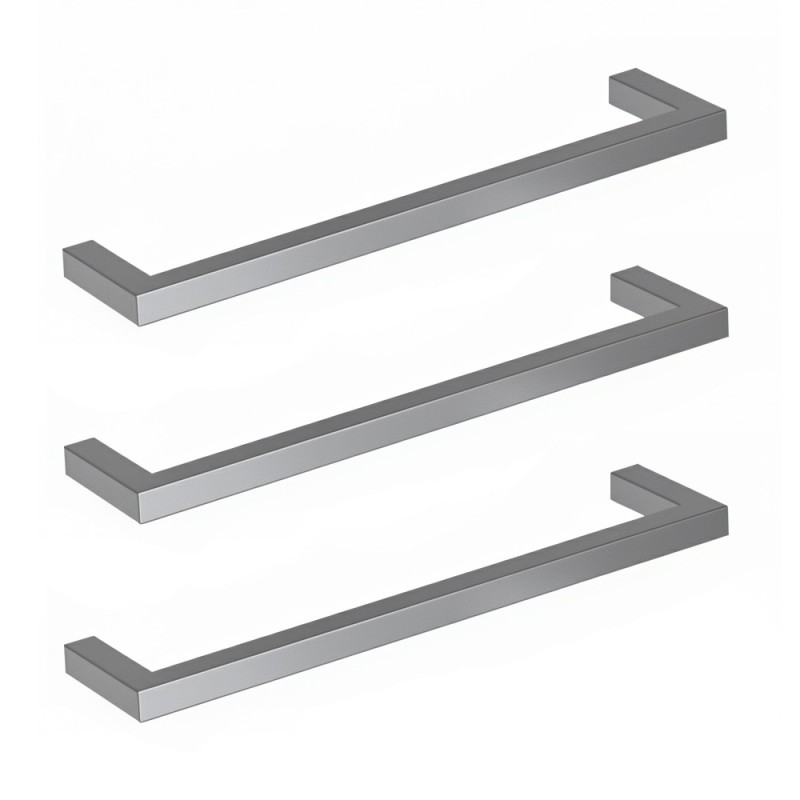 550mm(w) Square Polished Stainless Steel Heated Electric Towel Bars (Pack of 3) 22W