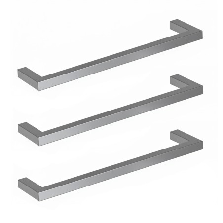 550mm(w) Square Polished Stainless Steel Heated Electric Towel Bars (Pack of 3) 22W