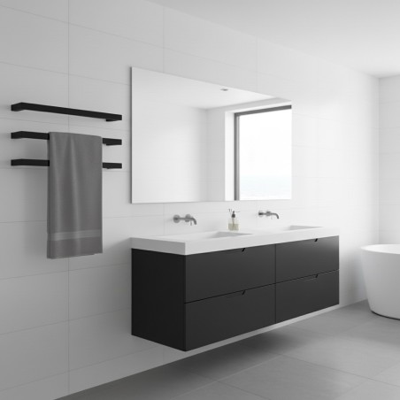 550mm(w) Square Matt Black Stainless Steel Heated Electric Towel Bars (Pack of 3) 22W