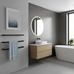 550mm(w) Square Matt Black Stainless Steel Heated Electric Towel Bars (Pack of 3) 22W