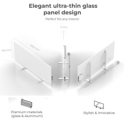 AENO Smart LED Wifi White Glass Infrared Reversible Panel Heater 700W