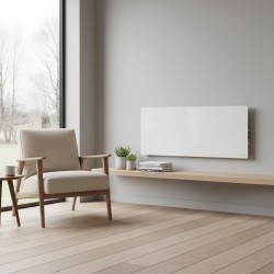 AENO Smart LED Wifi White Glass Infrared Reversible Panel Heater 700W