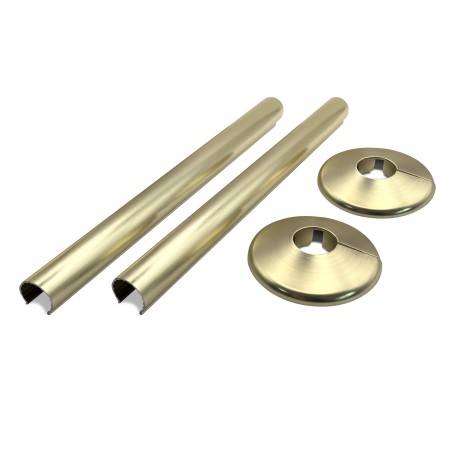 200mm Brushed Brass "Snap On" Radiator Pipe & Collars